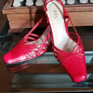Red strap slingbacks